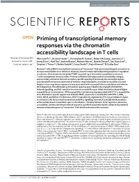 Priming of Transcriptional Memory Responses Via the Chromatin