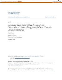 A Report on Information Literacy Programs at Orbis Cascade Alliance Libraries Sue F