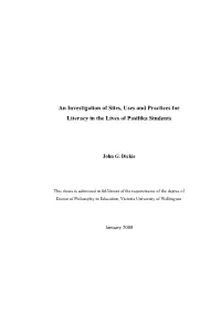 An Investigation of Year 7 and 8 Pasifika Students' Literacy Practices in Out-Of-School Sites