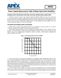 AN55 Power Supply Bypassing for High-Voltage Operational Amplifiers