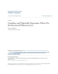 Grandiose and Vulnerable Narcissism: Where Do the Emotional Differences Lie? Katherine E