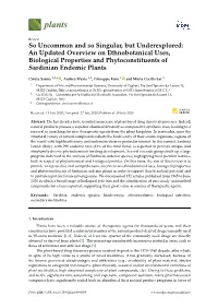 So Uncommon and So Singular, but Underexplored: an Updated Overview on Ethnobotanical Uses, Biological Properties and Phytoconstituents of Sardinian Endemic Plants