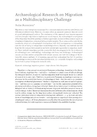 Archaeological Research on Migration As a Multidisciplinary Challenge