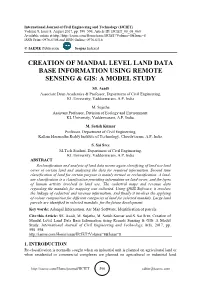 Creation of Mandal Level Land Data Base Information Using Remote Sensing & Gis: a Model Study