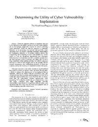 Determining the Utility of Cyber Vulnerability Implantation the Heartbleed Bug As a Cyber Operation