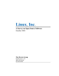 Linux, Inc. a Survey on Open Source Software October 2002