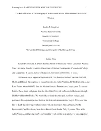 Running Head: PARENT BELIEFS and YOUTH CHOICES 1