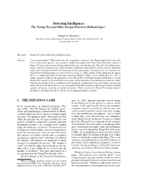 The Turing Test and Other Design Detection Methodologies∗