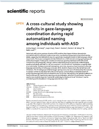 A Cross-Cultural Study Showing Deficits in Gaze-Language Coordination During Rapid Automatized Naming Among Individuals With