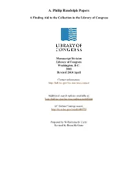 A. Philip Randolph Papers [Finding Aid]. Library of Congress. [PDF