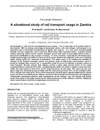A Situational Study of Rail Transport Usage in Zambia