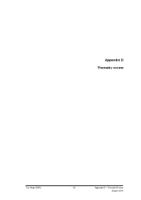 Appendix D – Thematic Review August 2010