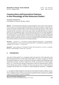 Conservative and Innovative Features in the Phonology of the Hateruma Dialect