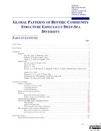 Global Patterns of Benthic Community Structure Especially Deep-Sea Diversity