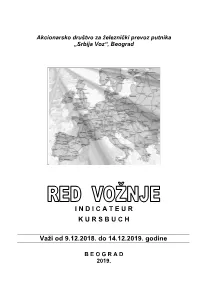 I N D I C a T E U R K U R S B U C H Važi Od 9.12.2018. Do 14.12.2019