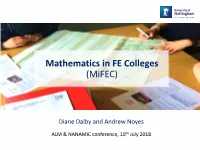 Mathematics in FE Colleges (Mifec)