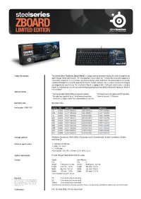 This Limited Edition Steelseries Zboard (Wotlk) Is a Unique Gaming Keyboard Featuring the Ability to Adapt for Any Game Through Removeable Keysets