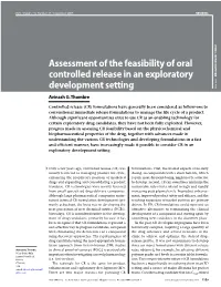 Assessment of the Feasibility of Oral Controlled Release in an Exploratory