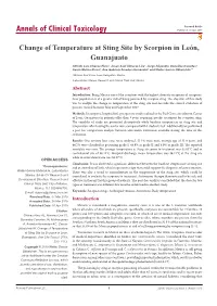 Change of Temperature at Sting Site by Scorpion in León, Guanajuato