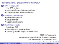 Computational Group Theory With