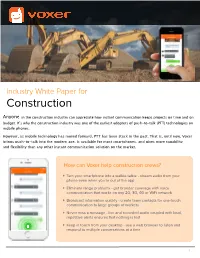Industry White Paper for Construction
