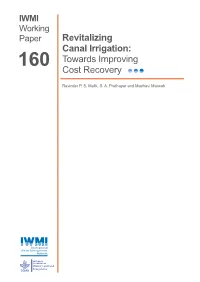 IWMI Working Paper Revitalizing Canal Irrigation: Towards Improving 160 Cost Recovery