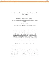 Lean Software Development – What Exactly Are We Talking About?