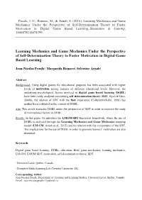 Learning Mechanics and Game Mechanics Under the Perspective of Self-Determination Theory to Foster Motivation in Digital Game Based Learning