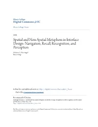 Spatial and Non-Spatial Metaphors in Interface Design: Navigation, Recall, Recognition, and Perception Johanna L