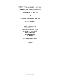 The Functional Hearing Inventory