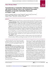 Tremelimumab in Combination with Exemestane in Patients with Advanced Breast Cancer and Treatment-Associated Modulation of Induc