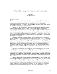 Writing a Memoir Through Critical Exploration of the Autobiography