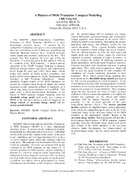 A History of MOS Transistor Compact Modeling Chih-Tang Sah Assisted by Bin B