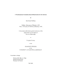A Pseudonymous Communications Infrastructure for the Internet by Ian