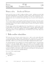 Attacks and Defenses 1 Buffer Overflow Vulnerabilities