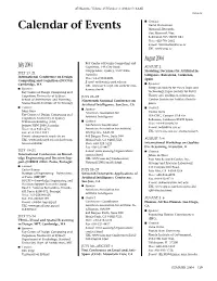 Calendar of Events