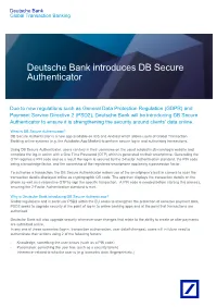 Deutsche Bank Introduces DB Secure Authenticator