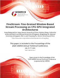Fine-Grained Window-Based Stream Processing on CPU-GPU Integrated