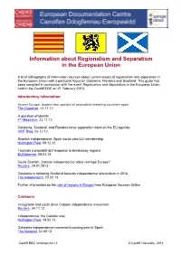 Information About Regionalism and Separatism in the European Union