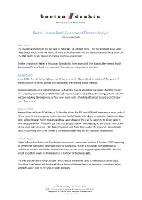 Queensland Election Analysis 30 October 2020