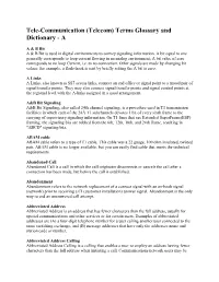 Telecom) Terms Glossary and Dictionary - A
