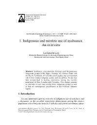 1. Indigenous and Mestizo Use of Ayahuasca. an Overview