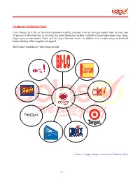 COMPANY INTRODUCTION Coles Group Ltd (CGL) Is Australia's