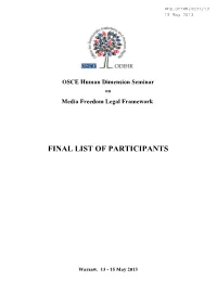 Final List of Participants