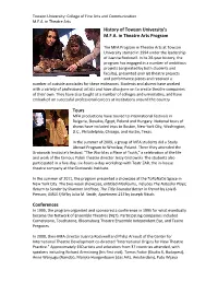 History of Towson University's MFA in Theatre Arts Program