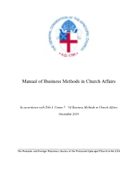 Manual of Business Methods in Church Affairs