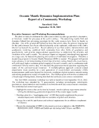 Oceanic Mantle Dynamics Implementation Plan: Report of a Community Workshop