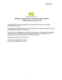 Request for Project/Programme Funding from Adaptation Fund