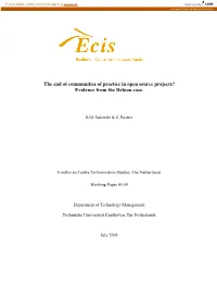 The End of Communities of Practice in Open Source Projects? Evidence from the Debian Case