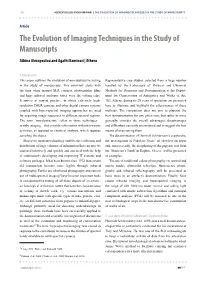 The Evolution of Imaging Techniques in the Study of Manuscripts